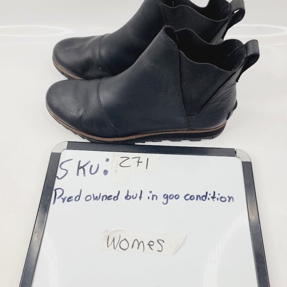 Sorel Women's Black Harlow NL3334-010 Leather Classic Ankle Chelsea Boot Sz 8.5 - Picture 7 of 7